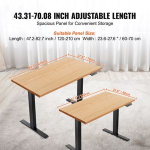 Ergono Dual Motor Adjustable Electric Stand <b>Computer</b> Desk Legs 26''-50.8'' Height 43.3''-70.1'' Length Desk <b>Office</b> Desks - Product Image 3