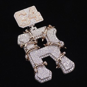 Custom Lab Grown R letter <b>Pendant</b> 925 Silver Rose Gold Plated Diamond letters <b>Pendants</b> Luxury Iced Out Charms Unisex Everyday - Product Image 4