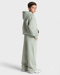 Sweat à capuche décontracté surdimensionné pour garçon, personnalisé, couleur pistache avec détails contrastants, en polaire premium - Product Image 4