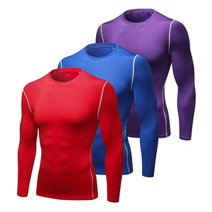 <b>Men</b> Long Sleeve <b>Compression</b> Rash Guard Quick Dry Athletic Fitness <b>Shirt</b> Red Blue Purple - Product Image 1