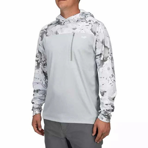 Upf 50+ Sun Protection Hooded Fishing Moisture Wicking Polyester Men's Long Sleeve Uv Fishing Hoodies With <b>Neck</b> <b>Gaiter</b> - Product Image 3