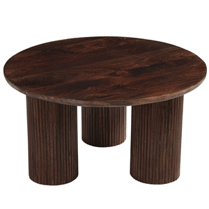 Round Mango Wood Pedestal Legs <b>Walnut</b> Finish <b>Coffee</b> <b>Table</b> Modern Living Room New Design Solid Mango Wooden Living Room <b>Table</b> - Product Image 2