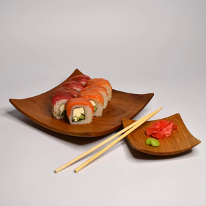 Japanese Style Wooden Plate <b>Set</b>: <b>Square</b> Oak Sushi Plate, Handmade Decor - Product Image 1