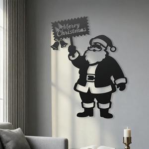 ของตกแต่งผนังรูปซานตาคลอสทำมือจากโลหะสีดำ ของตกแต่งบ้านสำหรับงานปาร์ตี้ ของตกแต่งผนังห้องเด็กเล่น และงานศิลปะติดผนังสำหรับเทศกาล จากอินเดีย - Product Image 1