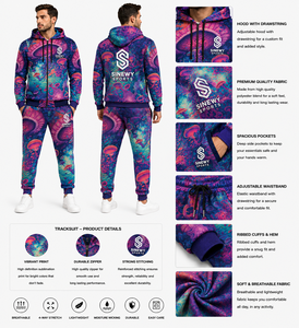 Ensemble de survêtement unisexe grande taille SINEWY SPORTS, imprimé par transfert thermique, respirant, léger, décontracté, pour l'automne, jogging, molleton 100% - Product Image 1