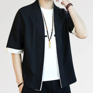 Veste Kimono Unisexe 'Hideki' Personnalisez votre logo de marque Vêtements d'été Décontracté Kimono Japonais Streetwear Cardigan Chemise Vêtement - Product Image 4