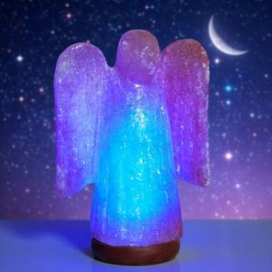 Lampe en cristal de sel rose de l'Himalaya naturel, faite à la main, en forme d'ange, décorative, purifie l'air, portable, lumière de nuit relaxante - Product Image 2