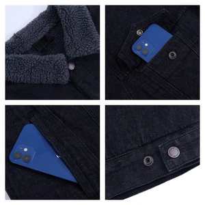 Men Sherpa <b>Lined</b> Denim <b>Jacket</b> Long Sleeve Vintage - Product Image 6