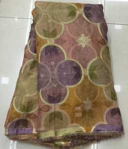 Soft PA Coated Heavyweight Woven Organza Sequence Work <b>Fabric</b> Women Dress Saree Lehenga Choli Designer Embroidery Craft Material - Product Image 1