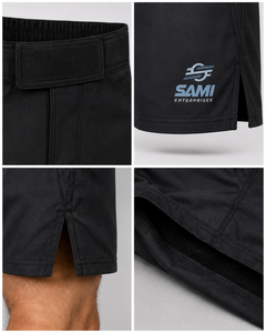 Black MMA Fight Shorts-Quick Dry Regular Fit Belted Design Polyester/Cotton Unisex Adult for Grappling & Combat Sports - Product Image 5