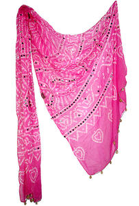 ผ้าคลุมไหล่ผ้าฝ้ายลายกระจกประดับเลื่อมแบบราชสถาน - Product Image 2