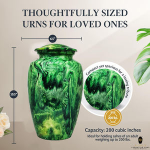 Urne funéraire écologique en marbre vert durable pour cendres humaines |   Urne funéraire métallique pour adulte, capacité 220 pouces cubes, style européen - Product Image 4