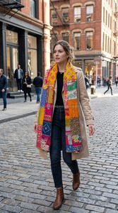 Bufandas de Lujo Bohemias de Algodón Kantha con Parches Multicolor, Bufanda India Vintage para Mujer, Compra al por Mayor Directamente del Proveedor - Product Image 3