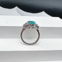 Bague solitaire chic en argent sterling avec diamant bleu aquamarine taille ovale, alliance de mariage, bijou pour événement spécial, cadeau pour elle