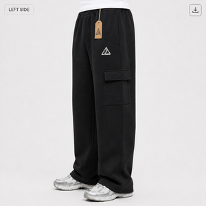 New Arrived Custom Eco-Friendly Canvas Heavyweight Cotton Fleece Wide Leg Baggy Style Drawstring Sweatpants Casual Wear - Product Image 6