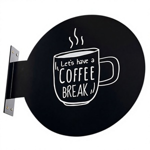 Letrero Metálico Redondo Personalizado para Cafetería con la Frase "<span class=keywords><strong>Vamos</strong></span> a Tomar una Pausa para el <span class=keywords><strong>Café</strong></span>", Letrero Decorativo Negro para Montar en la Pared para Cafetería o Restaurante - Product Image 1