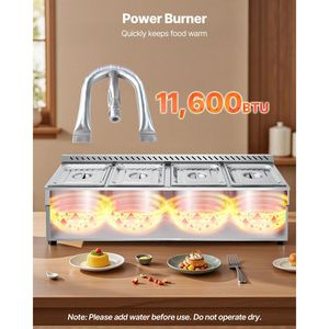 Scaldavivande Commerciale a Vapore a Gas Propano con Scaldaspezie da Esterno a Gas LP in Acciaio Inossidabile, Attrezzatura per Mantenere Caldi e Riscaldare Alimenti con 4 Vasche Regolabili - Product Image 3