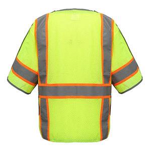 <b>Worker</b> Safety Clothing Zipper Up Vest <b>Jackets</b> High Visibility Polyester Construction Multi Pocket Security Vest <b>Jackets</b> - Product Image 3