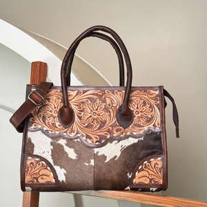 Sac fourre-tout multifonctionnel en cuir de vachette de luxe usiné à la main de qualité supérieure pour femmes - Product Image 4