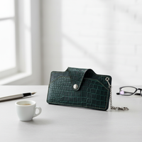 Étui à lunettes WRIZA en cuir véritable de qualité supérieure, motif croco fin, pochette souple pour lunettes, porte-lunettes de soleil avec logo personnalisé pour B2B