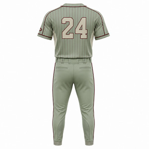 Uniforme de Béisbol y Sóftbol para Hombre, Jersey a Rayas con Ribete Color Borgoña, Pantalones a Juego, Conjunto para Partido - Product Image 3