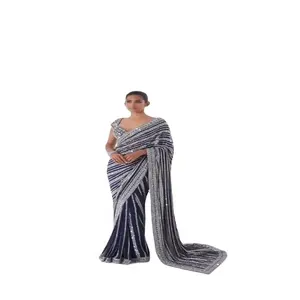 Venda quente Elegante Saree Para Festa e Casamento Desgaste a Preço de Atacado Da Índia Para Exportação novo modelo saree ka design