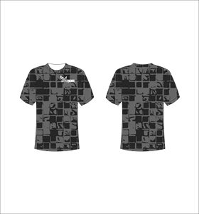 เสื้อยืดแขนสั้นแบบสั่งทำพิเศษ น้ำหนักเบา เหมาะสำหรับออกกำลังกาย ลายอิฐเรขาคณิตนามธรรมสีเทาเข้มและสีดำ - Product Image 1