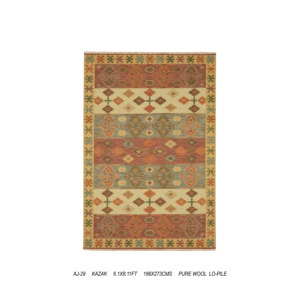 Hand-Knotted Pure Wool Kazak <b>Tribal</b> Geometric Carpet Low Pile Luxury Living Room <b>Rug</b> with Cotton Backing Thin - Product Image 1