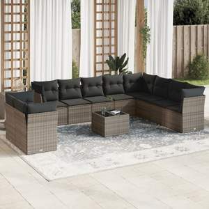 Conjunto de Sofás Modulares Grandes de Ratán PE Gris para Jardín, Colección Premium de Muebles para Exteriores - Product Image 1
