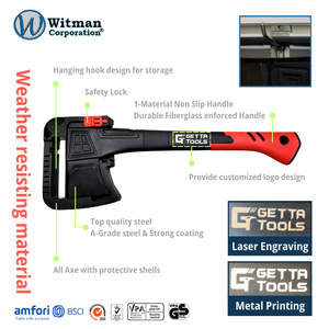 46cm Splitting Axe Securely Fixed Grade-A Carbon Steel Head Aggressive Cutting Wedge Anti Shock Handle with <b>Sharpening</b> Stone - Product Image 3