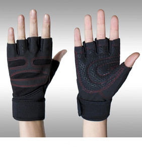 Half <b>Finger</b> Fitness Gloves Black Blue Adjustable Wrist <b>Strap</b> Gym Weight Lifting Unisex Spandex Material - Product Image 2