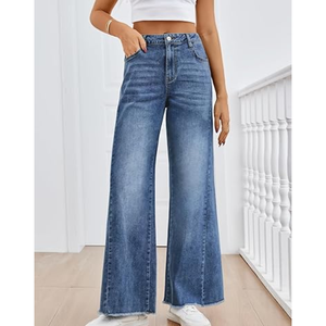 Jean tendance pour femme, respirant, mignon, coupe large, jambe droite, confortable, en denim - Product Image 2