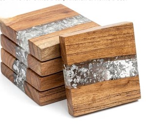 High Demand Handcrafted <b>epoxy</b> <b>Resin</b> & Wood coaster Set Coffee Cup Mats 7 Pads Non Slip <b>Table</b> Decoration coaster Set - Product Image 6