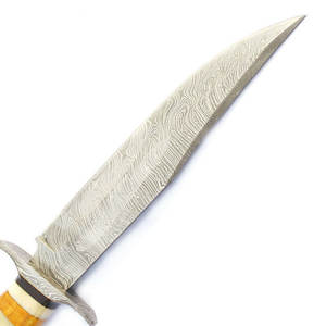 Cuchillo de Caza de Acero de Damasco para Aventuras al Aire Libre, Hoja Fija, Herramienta Utilitaria, Funda de Cuero, Lujo, OEM, Alta Calidad, Grado Industrial - Product Image 5