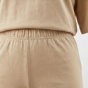 Women's 2 Piece Set Beige Short Sleeve T <b>Shirt</b> With <b>Flame</b> Brand Print And Above Knee Shorts Casual Loose Fit Spring Summer Wear - Product Image 5