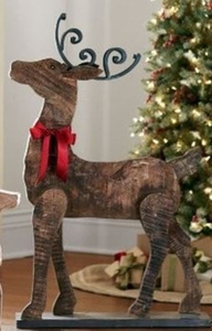 Figurine de renne en bois faite à la main, décoration de Noël rustique, sculpture animale, support au sol, pièce unique, décoration de salon - Product Image 5