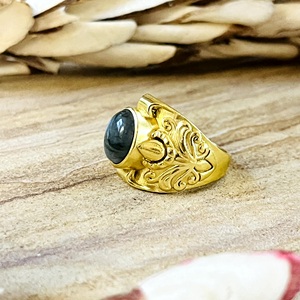 Unique Design <b>Boho</b> Floral Gemstone <b>Ring</b> Vintage Brass <b>Rings</b> Women 18k Gold Plated Floral Labradorite <b>Ring</b> for Wholesale/OEM/ODM - Product Image 5