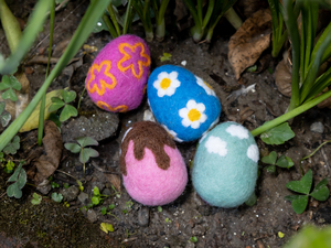 Wholesale Felt & Yarn Handmade Wool Needle Felt <b>Easter</b> Egg <b>Ornaments</b> Embroidery Design for Kids Egg Hunt Spring Craft Supplies - Product Image 5