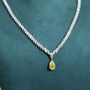 สร้อยคอเพชรทรงมาร์คีส์สีเหลืองสำหรับผู้หญิง ทอง 14K โรสโกลด์ ไวท์โกลด์ เงิน เพชรเลี้ยงในห้องปฏิบัติการ รับรองโดย IGI ชุบโรเดียม ทันสมัย - Product Image 6