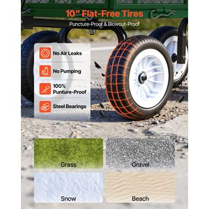 Carrello da Giardino in Acciaio Resistente 900 LBS con Pneumatici da 10 Pollici, Carrello da Giardinaggio Regolabile per Esterni, Carrello Multiuso - Product Image 4