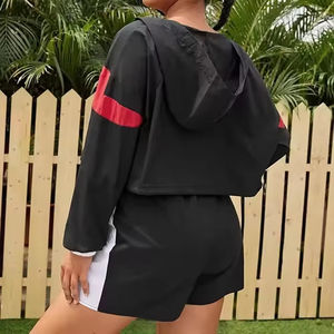 Conjunto Corto de Chaqueta y Pantalones Cortos Deportivos para Mujer, con Logotipo Personalizado por Sublimación, Resistente al Viento y al Agua, de 2 Piezas - Product Image 6