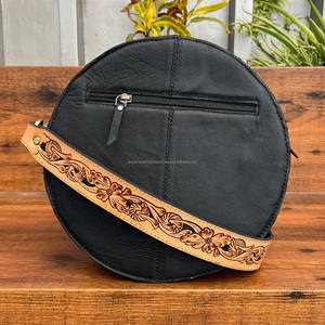 Nuevo bolso cruzado redondo de cuero de ante con herramientas manuales personalizado para mujer, bolsos de hombro de cuero genuino con puntada para botas de alta calidad - Product Image 5