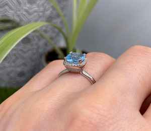 Topacio Azul Cielo Natural, Certificado por IGI, Diseño Vintage, Plata de Ley 925, Hecho a Mano, Sin Níquel, Joyería Fina para Mujer - Product Image 4