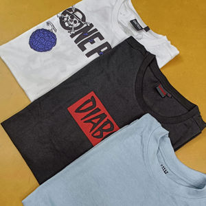 Camiseta estampada 100% para hombre, ajuste de secado rápido, transpirable, cuello redondo, patrón estampado sólido, técnicas de lavado teñidas de hilo corto - Product Image 4