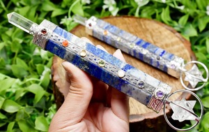 Bâton de guérison des chakras en cristal dynamique fait main, en agate et lapis-lazuli naturels de qualité supérieure, vente en gros - Product Image 3