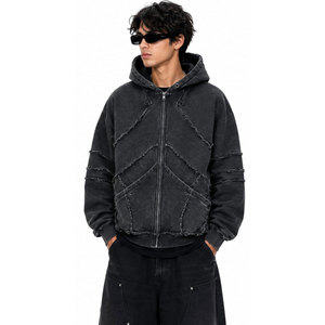 Sudadera con capucha para hombre, 100% algodón, con cremallera, de alta calidad, la más vendida, informal, para invierno, con bolsillo y hombros caídos, diseño liso - Product Image 2