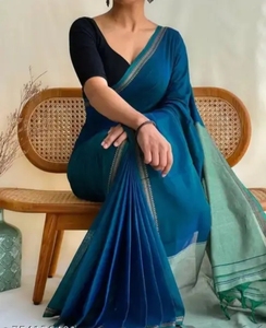Sari traditionnel pour femmes KV en coton pur et lin, séchage rapide, pour l'automne - Product Image 3