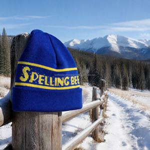 Unisex <b>Blue</b> <b>Beanie</b> Hat With Yellow Spelling Bee Embroidery 100% Acrylic Computer Knitted Winter Casual Adult 56-58CM - Product Image 4