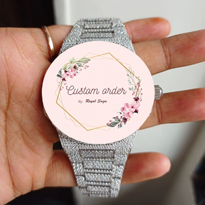 นาฬิกาข้อมือผู้ชายแบบสั่งทำพิเศษ หน้าปัดประดับเพชรโมอิสซาไนต์ ตัวเรือนสแตนเลสสตีลทำมือ ประดับเพชรเต็มเรือน - Product Image 1