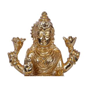 Estatua de latón hecha a mano de 5 pulgadas diosa Lakshmi sentada en Pedestal arte de escultura India - Product Image 2